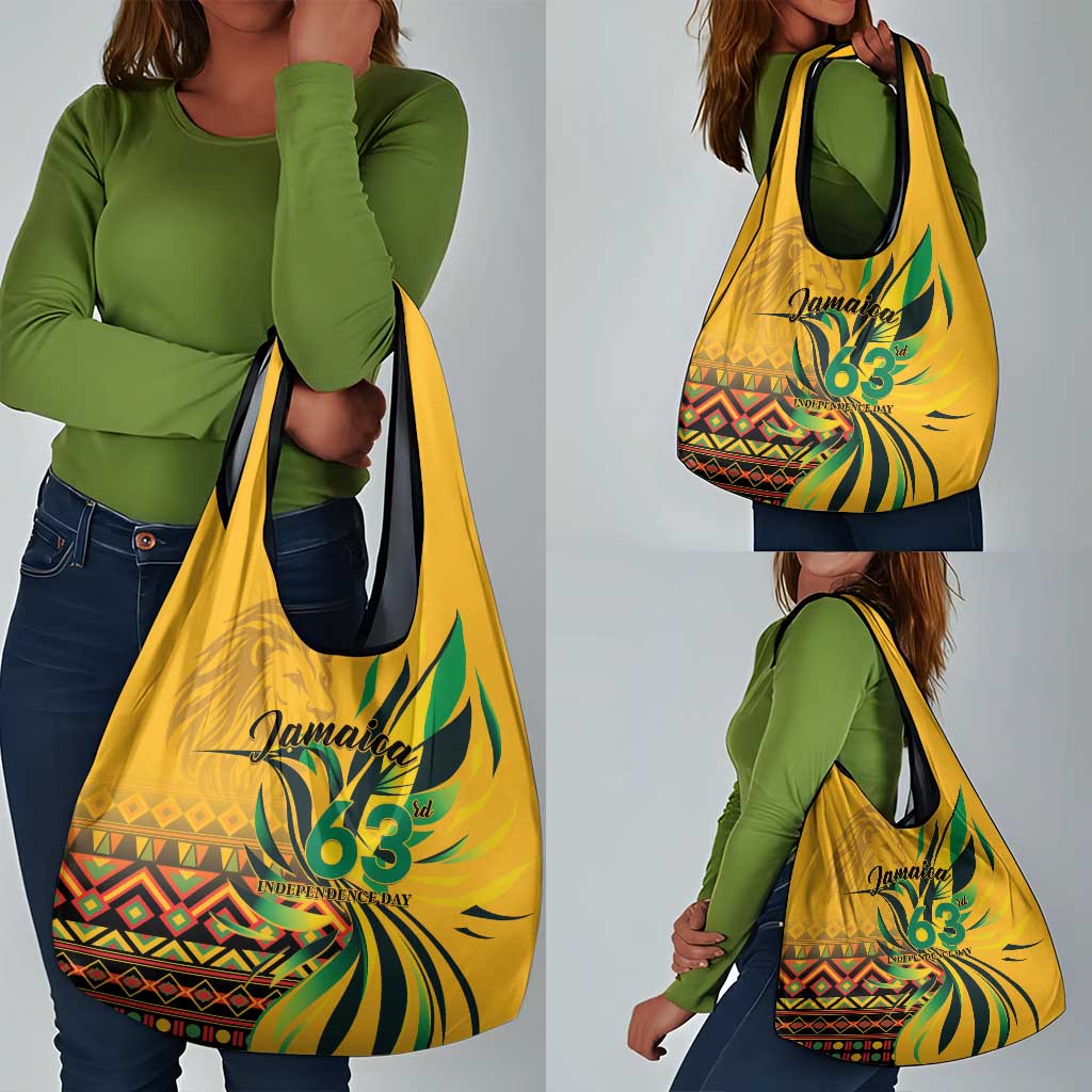 Black Jamaican Independence Day 1962 Grocery Bag Jumieka Streamertail Reggae Pattern LT01