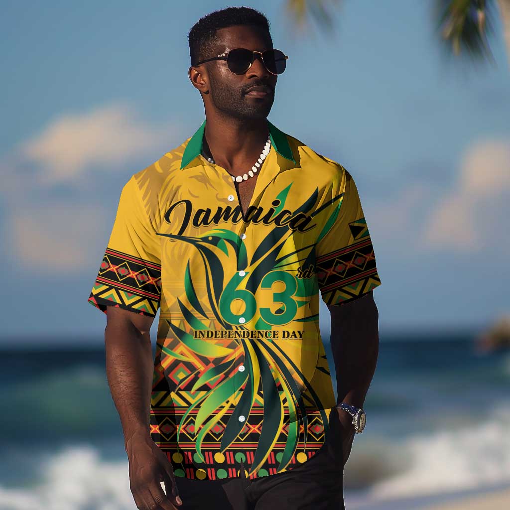 Personalized Black Jamaican Independence Day 1962 Hawaiian Shirt Jumieka Streamertail Reggae Pattern LT01