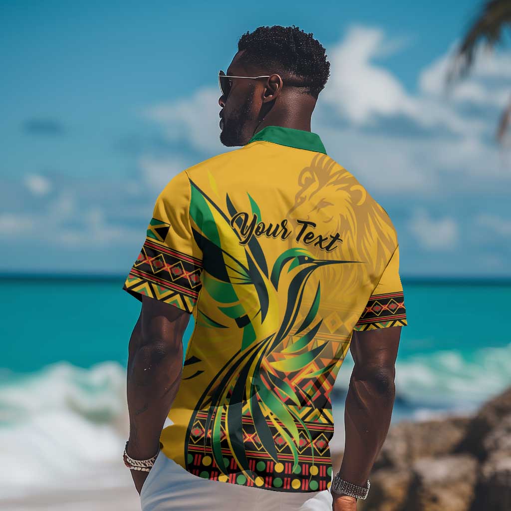 Personalized Black Jamaican Independence Day 1962 Hawaiian Shirt Jumieka Streamertail Reggae Pattern LT01