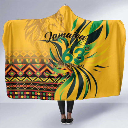 Black Jamaican Independence Day 1962 Hooded Blanket Jumieka Streamertail Reggae Pattern LT01