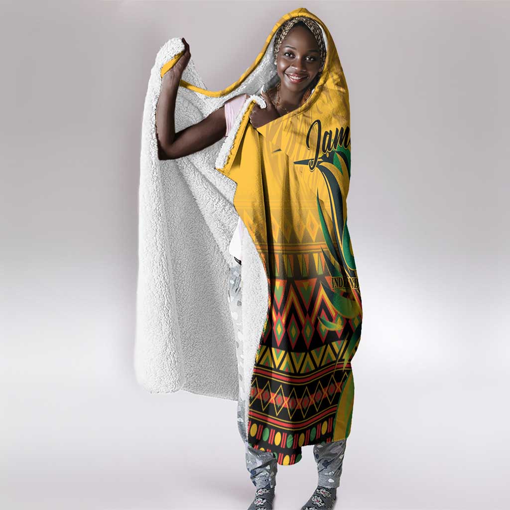 Black Jamaican Independence Day 1962 Hooded Blanket Jumieka Streamertail Reggae Pattern LT01