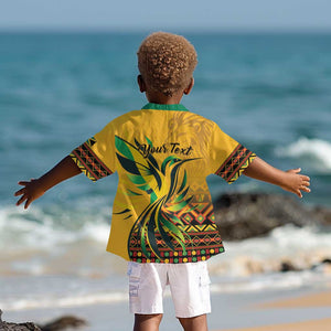 Personalized Black Jamaican Independence Day 1962 Kid Hawaiian Shirt Jumieka Streamertail Reggae Pattern LT01
