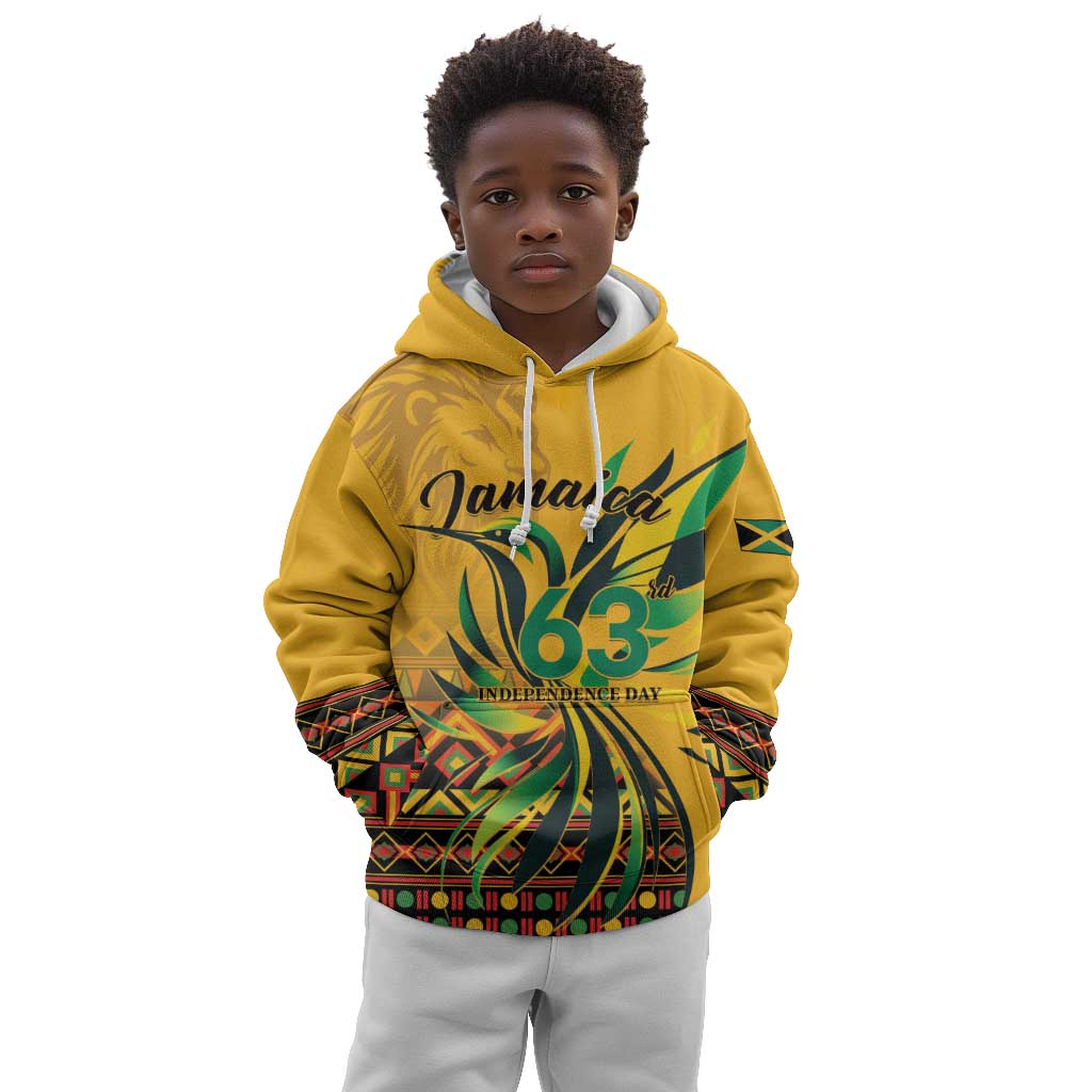 Personalized Black Jamaican Independence Day 1962 Kid Hoodie Jumieka Streamertail Reggae Pattern LT01