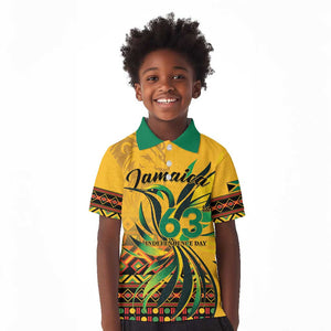 Personalized Black Jamaican Independence Day 1962 Kid Polo Shirt Jumieka Streamertail Reggae Pattern LT01
