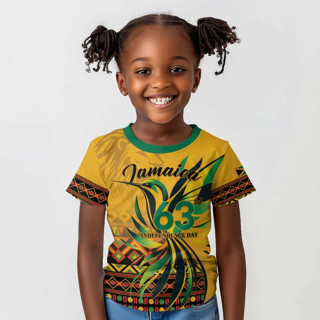 Personalized Black Jamaican Independence Day 1962 Kid T shirt Jumieka Streamertail Reggae Pattern LT01