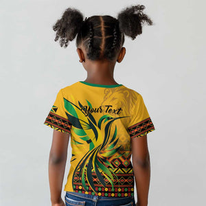 Personalized Black Jamaican Independence Day 1962 Kid T shirt Jumieka Streamertail Reggae Pattern LT01