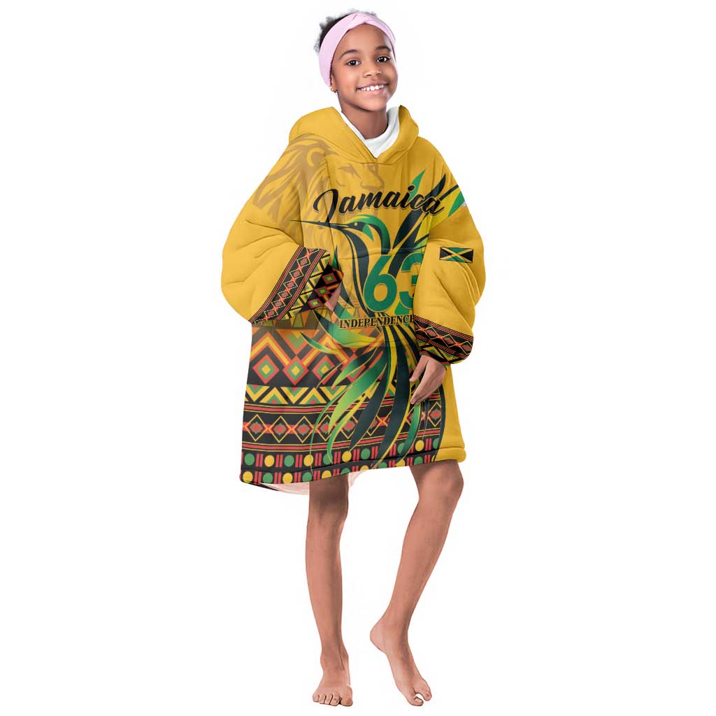 Personalized Black Jamaican Independence Day 1962 Kid Wearable Blanket Hoodie Jumieka Streamertail Reggae Pattern LT01