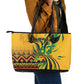 Black Jamaican Independence Day 1962 Leather Tote Bag Jumieka Streamertail Reggae Pattern LT01