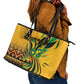 Black Jamaican Independence Day 1962 Leather Tote Bag Jumieka Streamertail Reggae Pattern LT01