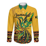 Personalized Black Jamaican Independence Day 1962 Long Sleeve Button Shirt Jumieka Streamertail Reggae Pattern LT01
