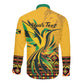 Personalized Black Jamaican Independence Day 1962 Long Sleeve Button Shirt Jumieka Streamertail Reggae Pattern LT01