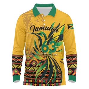 Personalized Black Jamaican Independence Day 1962 Long Sleeve Polo Shirt Jumieka Streamertail Reggae Pattern LT01