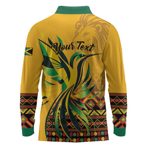 Personalized Black Jamaican Independence Day 1962 Long Sleeve Polo Shirt Jumieka Streamertail Reggae Pattern LT01