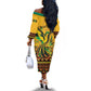 Personalized Black Jamaican Independence Day 1962 Off The Shoulder Long Sleeve Dress Jumieka Streamertail Reggae Pattern LT01