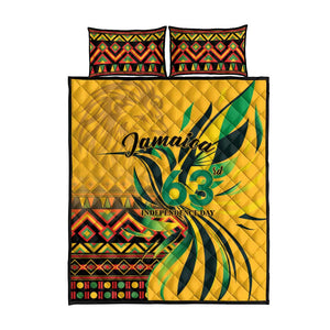 Black Jamaican Independence Day 1962 Quilt Bed Set Jumieka Streamertail Reggae Pattern LT01