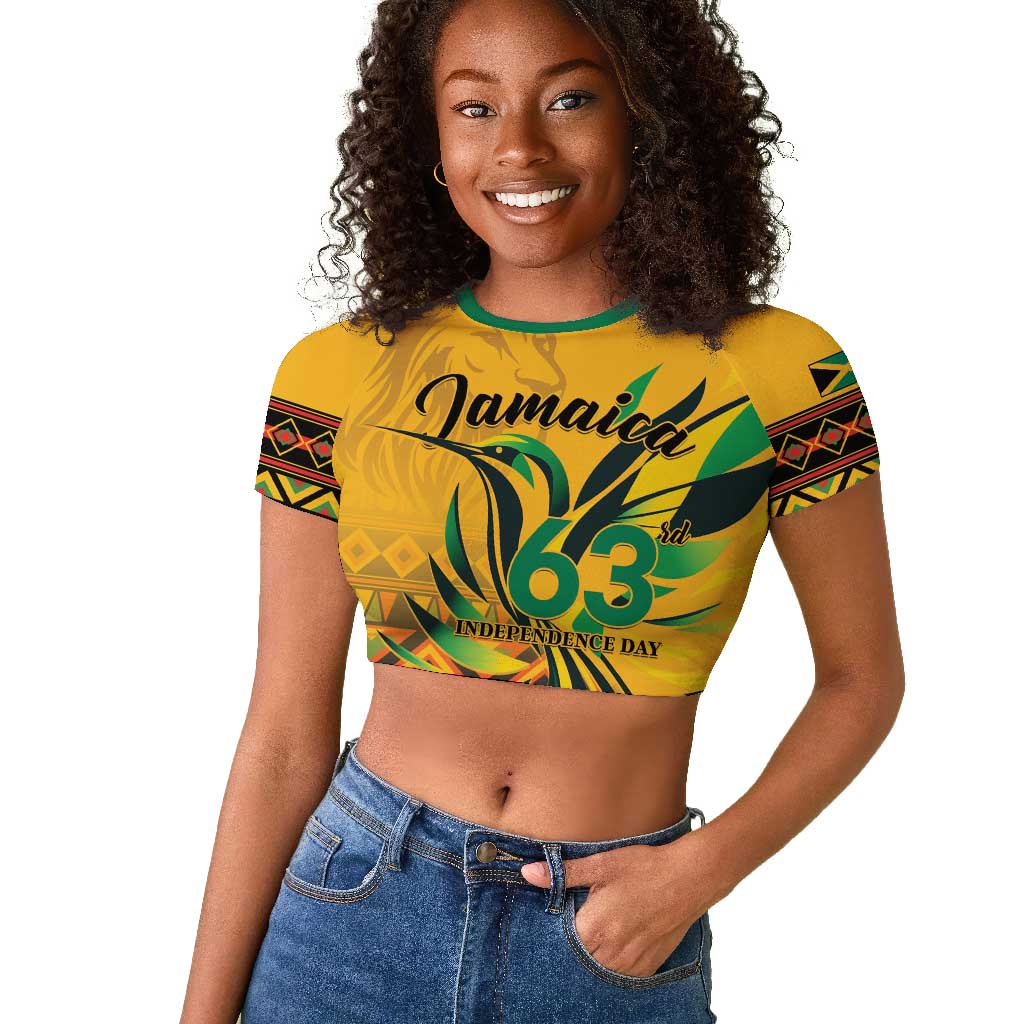 Personalized Black Jamaican Independence Day 1962 Raglan Cropped T shirt Jumieka Streamertail Reggae Pattern LT01