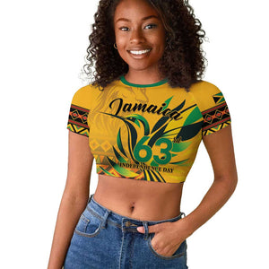 Personalized Black Jamaican Independence Day 1962 Raglan Cropped T shirt Jumieka Streamertail Reggae Pattern LT01