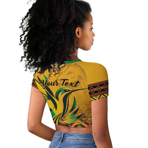 Personalized Black Jamaican Independence Day 1962 Raglan Cropped T shirt Jumieka Streamertail Reggae Pattern LT01