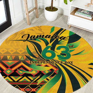 Black Jamaican Independence Day 1962 Round Carpet Jumieka Streamertail Reggae Pattern LT01