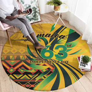 Black Jamaican Independence Day 1962 Round Carpet Jumieka Streamertail Reggae Pattern LT01
