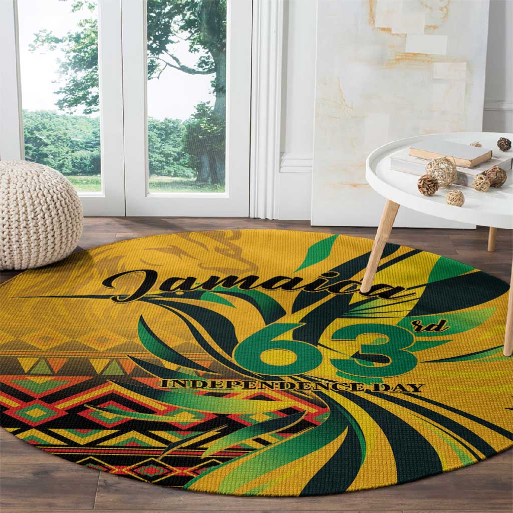 Black Jamaican Independence Day 1962 Round Carpet Jumieka Streamertail Reggae Pattern LT01