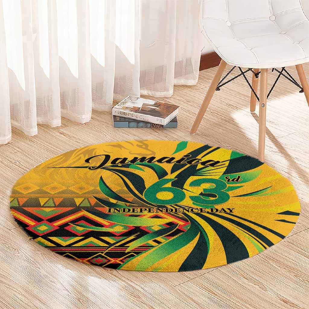 Black Jamaican Independence Day 1962 Round Carpet Jumieka Streamertail Reggae Pattern LT01