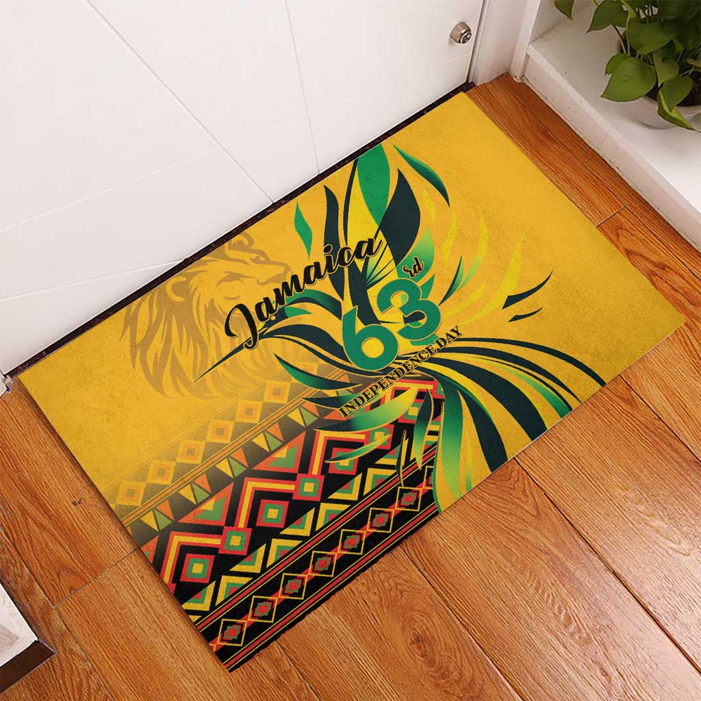 Black Jamaican Independence Day 1962 Rubber Doormat Jumieka Streamertail Reggae Pattern LT01