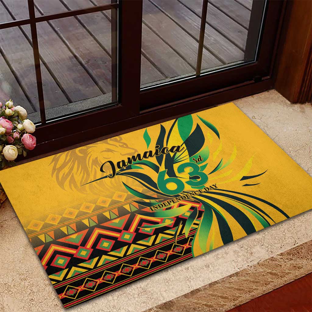Black Jamaican Independence Day 1962 Rubber Doormat Jumieka Streamertail Reggae Pattern LT01