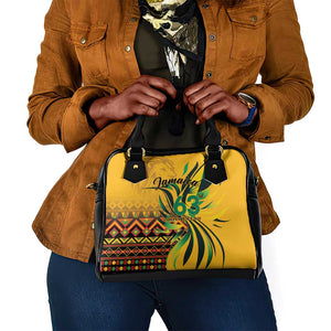 Black Jamaican Independence Day 1962 Shoulder Handbag Jumieka Streamertail Reggae Pattern LT01