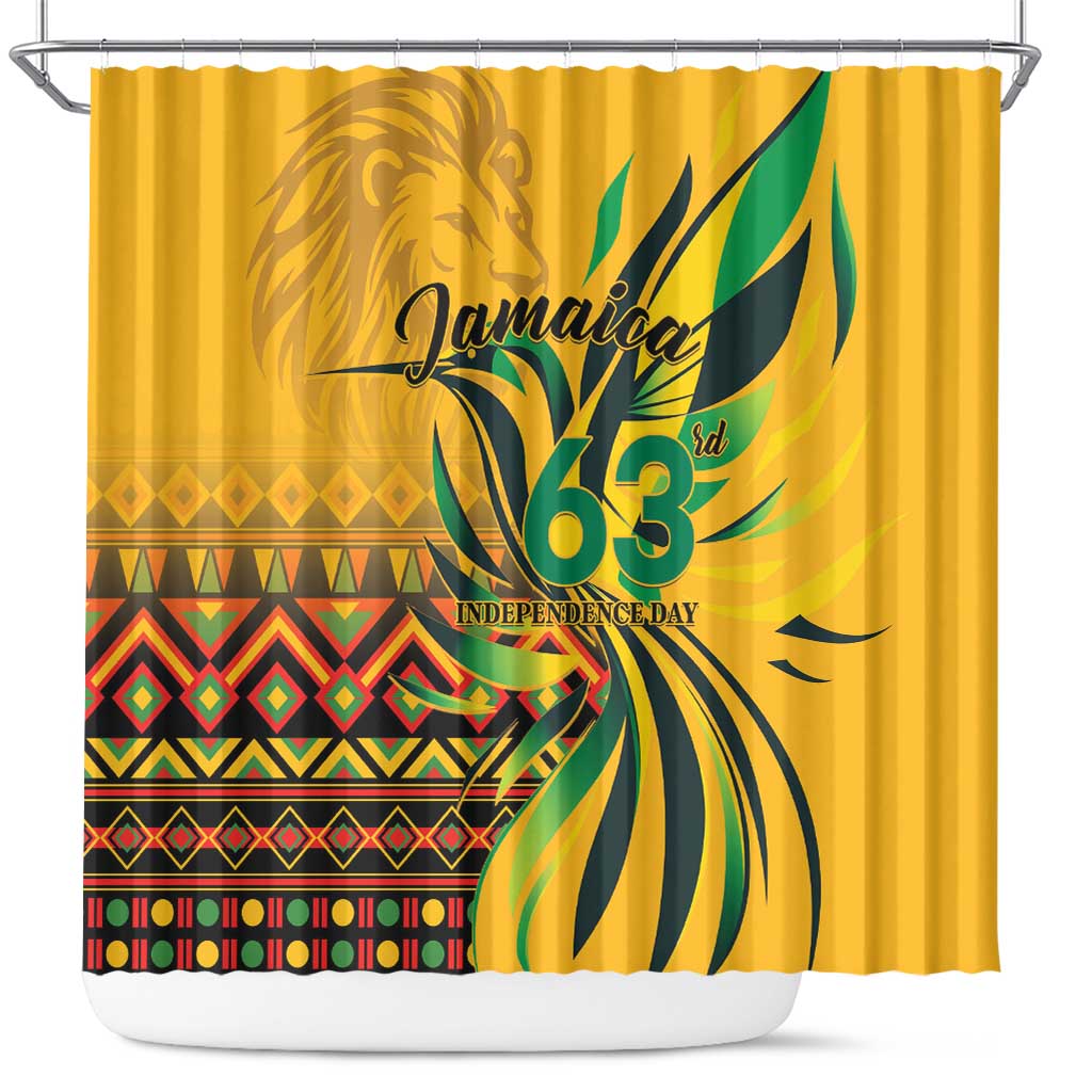 Black Jamaican Independence Day 1962 Shower Curtain Jumieka Streamertail Reggae Pattern LT01