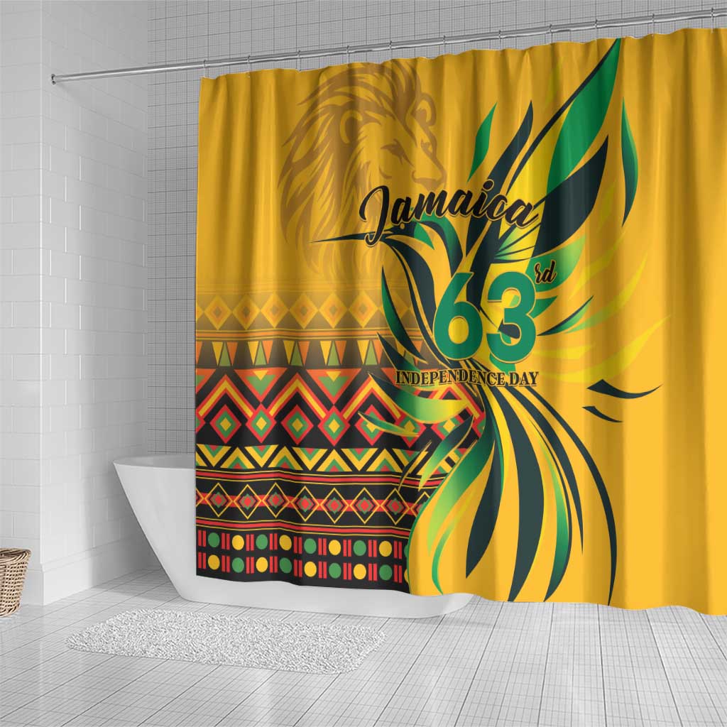 Black Jamaican Independence Day 1962 Shower Curtain Jumieka Streamertail Reggae Pattern LT01