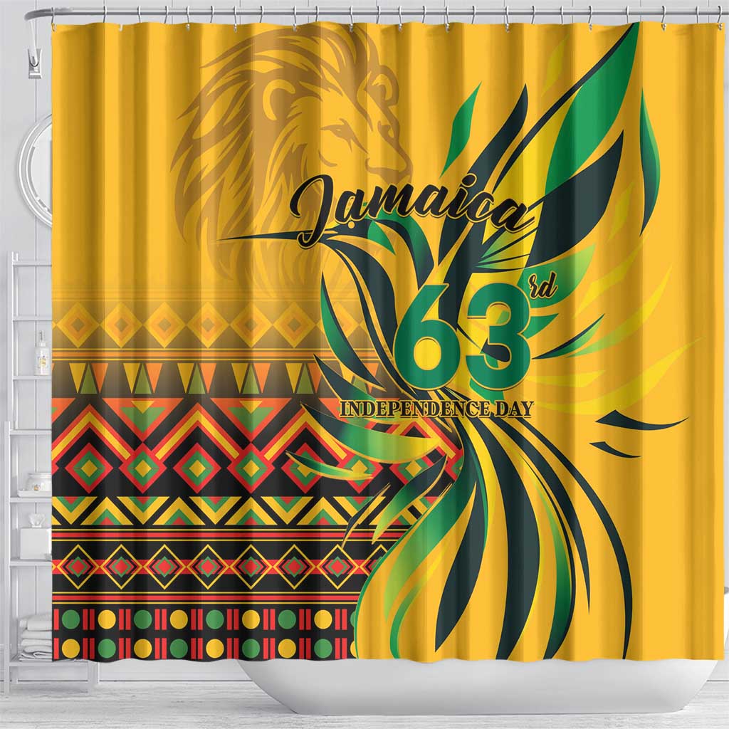 Black Jamaican Independence Day 1962 Shower Curtain Jumieka Streamertail Reggae Pattern LT01