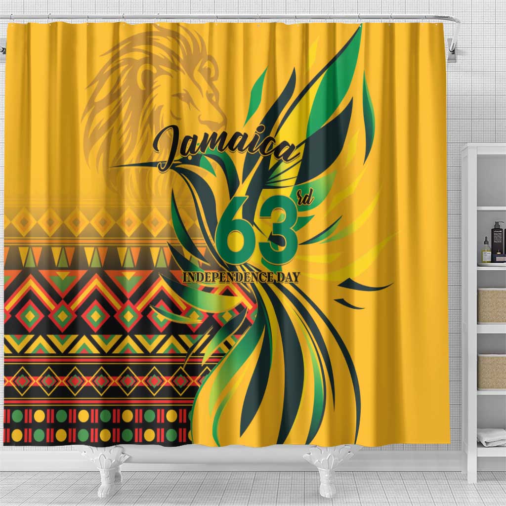 Black Jamaican Independence Day 1962 Shower Curtain Jumieka Streamertail Reggae Pattern LT01