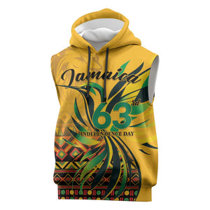 Personalized Black Jamaican Independence Day 1962 Sleeveless Hoodie Jumieka Streamertail Reggae Pattern - African Pride