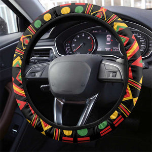 Black Jamaican Independence Day 1962 Steering Wheel Cover Jumieka Streamertail Reggae Pattern LT01