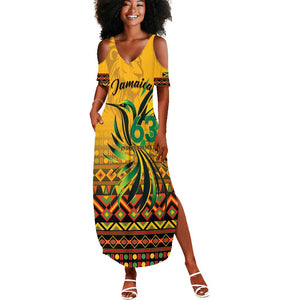Personalized Black Jamaican Independence Day 1962 Summer Maxi Dress Jumieka Streamertail Reggae Pattern LT01