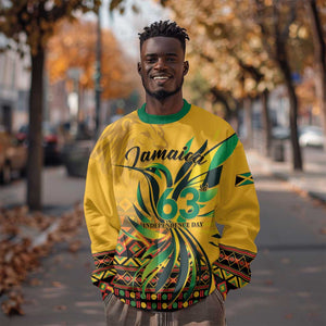 Personalized Black Jamaican Independence Day 1962 Sweatshirt Jumieka Streamertail Reggae Pattern LT01