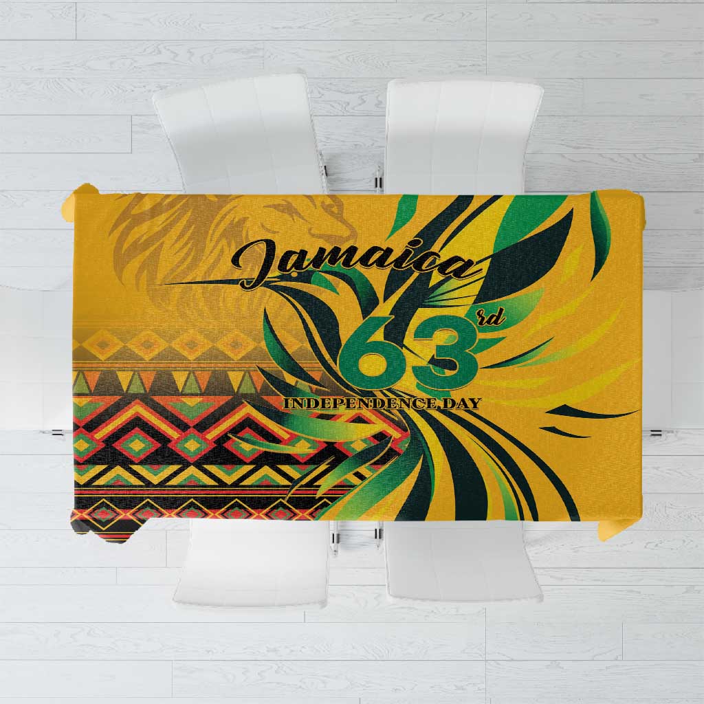 Black Jamaican Independence Day 1962 Tablecloth Jumieka Streamertail Reggae Pattern LT01