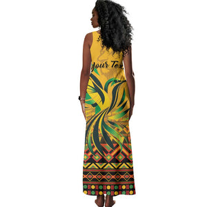 Personalized Black Jamaican Independence Day 1962 Tank Maxi Dress Jumieka Streamertail Reggae Pattern LT01