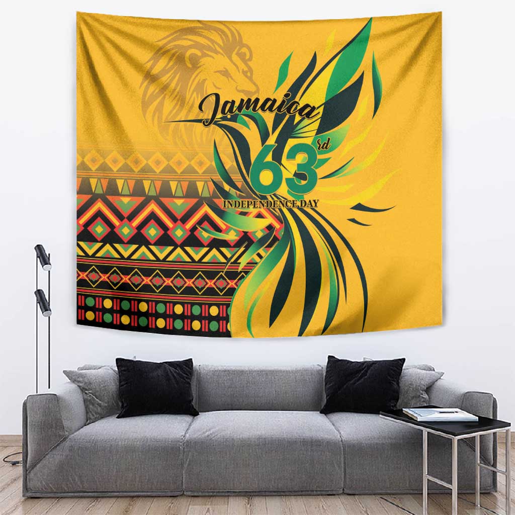Black Jamaican Independence Day 1962 Tapestry Jumieka Streamertail Reggae Pattern LT01