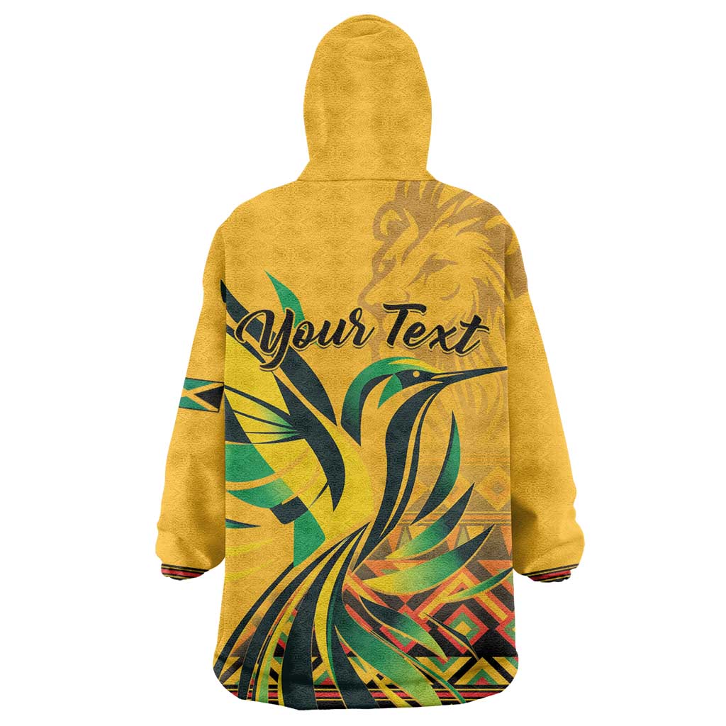 Personalized Black Jamaican Independence Day 1962 Wearable Blanket Hoodie Jumieka Streamertail Reggae Pattern LT01