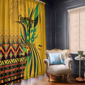 Black Jamaican Independence Day 1962 Window Curtain Jumieka Streamertail Reggae Pattern LT01