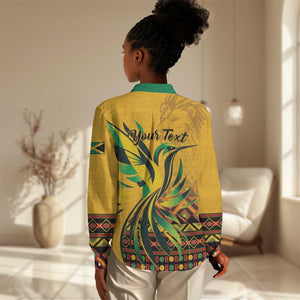Personalized Black Jamaican Independence Day 1962 Women Casual Shirt Jumieka Streamertail Reggae Pattern LT01