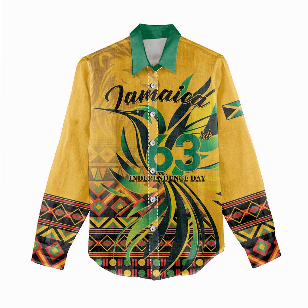 Personalized Black Jamaican Independence Day 1962 Women Casual Shirt Jumieka Streamertail Reggae Pattern LT01