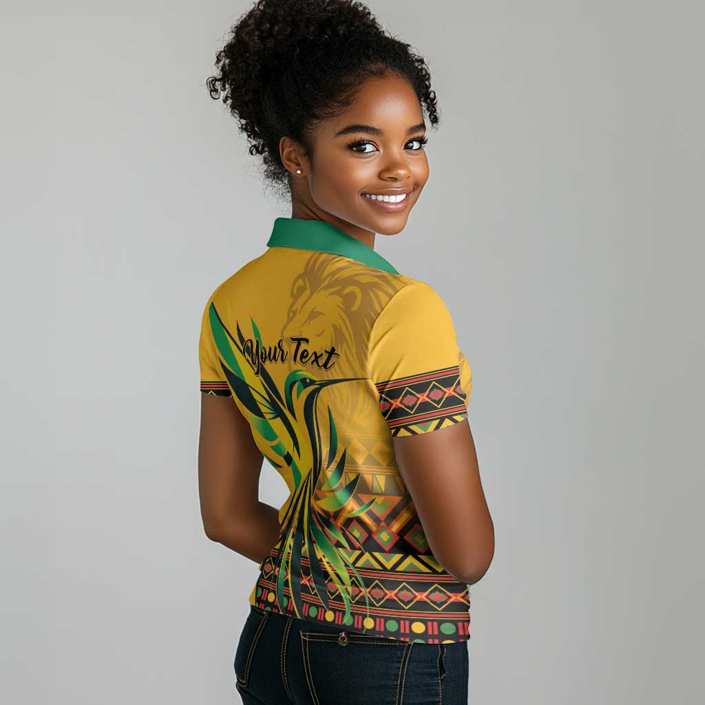 Personalized Black Jamaican Independence Day 1962 Women Polo Shirt Jumieka Streamertail Reggae Pattern LT01