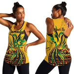 Personalized Black Jamaican Independence Day 1962 Women Racerback Tank Jumieka Streamertail Reggae Pattern LT01