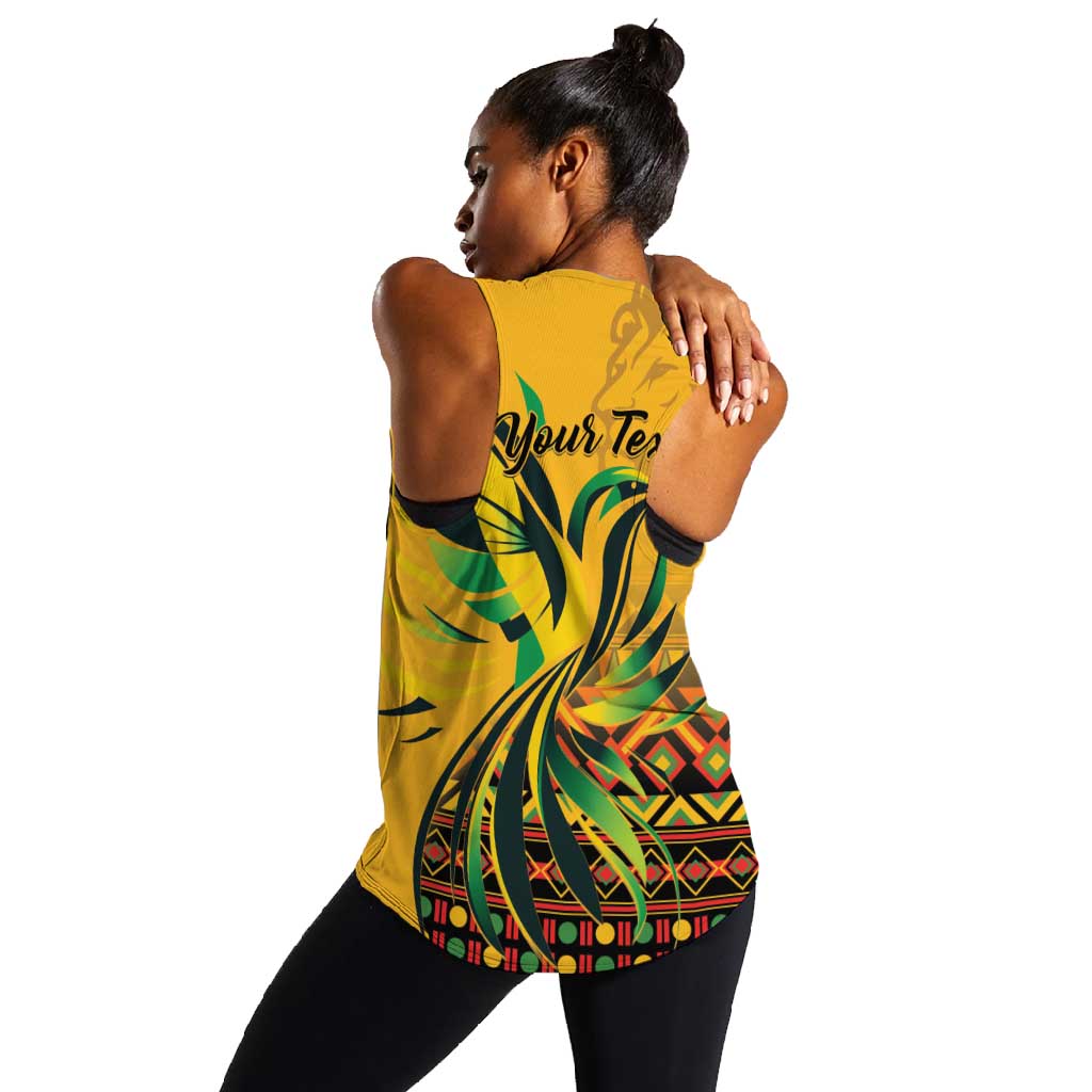 Personalized Black Jamaican Independence Day 1962 Women Racerback Tank Jumieka Streamertail Reggae Pattern LT01