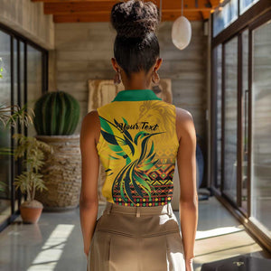 Personalized Black Jamaican Independence Day 1962 Women Sleeveless Polo Shirt Jumieka Streamertail Reggae Pattern LT01