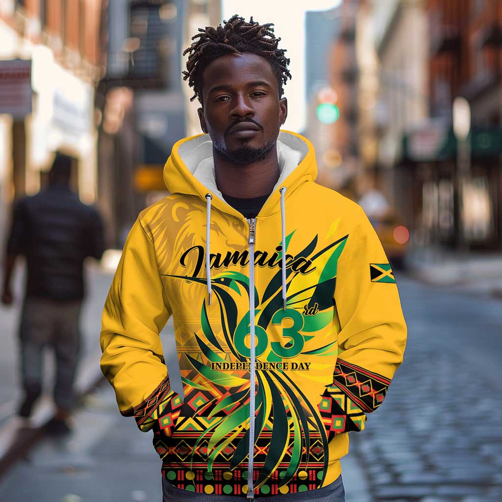 Personalized Black Jamaican Independence Day 1962 Zip Hoodie Jumieka Streamertail Reggae Pattern LT01