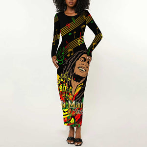 The Father of Reggae Long Sleeve Bodycon Dress - Legendary Birthday Tribute LT01